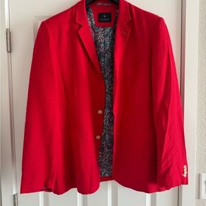 Tailorbyrd Red Single-Breasted Blazer with Paisley Lining